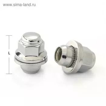 Гайка M14x1,5, 47, hex21, прессшайба, закрытая, хром, 5 шт