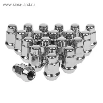 Гайки 12x1.25 мм, высота 35 мм, под ключ 17 мм, конус, закрытые, хром