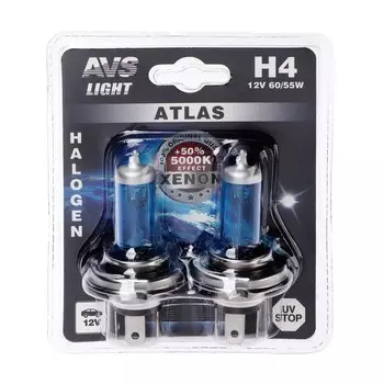 Галогенная лампа AVS ATLAS, H4, 12 В, 60/55 Вт, набор 2 шт.