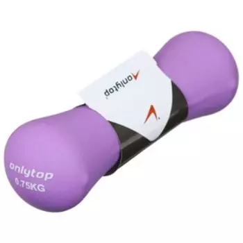 Гантель неопреновая ONLYTOP, 0,75 кг, цвет фиолетовый