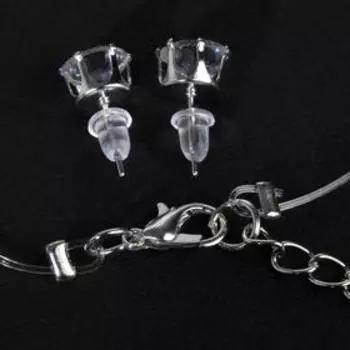 Гарнитур 2 предмета: кулон, серьги «На леске» классика, цвет белый в серебре, 30 см