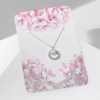 Гарнитур 2 предмета: серьги, кулон «Невесомость», круг с бусиной, цвет белый в серебре, 45 см