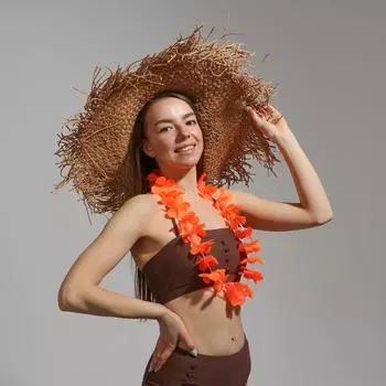 Гавайское ожерелье «Цветочки», оранжевое