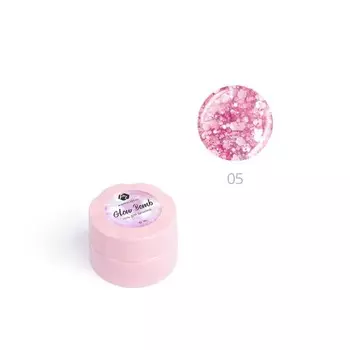 Гель для дизайна ногтей Adricoco Glow Bomb, №05 розовый кристалл, 5 мл