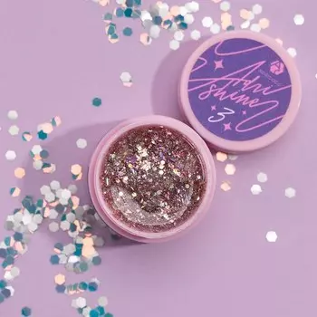 Гель для дизайна ногтей Adricoco Shine, светоотражающий, с голографическим глиттером, №03 искрящийся лиловый