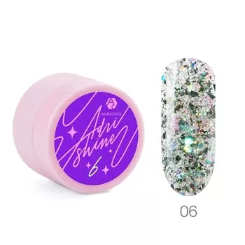 Гель для дизайна ногтей Adricoco Shine, светоотражающий, с голографическим глиттером, №06 зелёный хамелеон