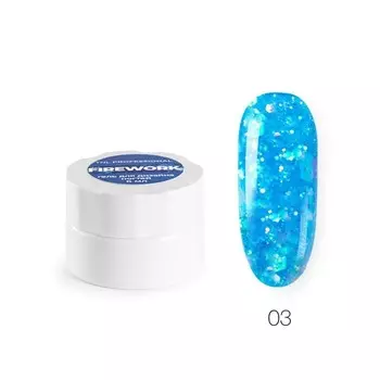 Гель для дизайна ногтей TNL Firework, №03 голубой залп, 5 мл