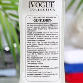 Гель для душа и шампунь 2 в 1, GENTLEMAN, 250 мл