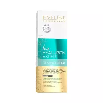 Гель для кожи вокруг глаз Eveline bioHyaluron Expert, роликовый против темных кругов, 15 мл