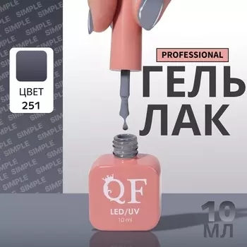 Гель лак для ногтей, однотонный, трехфазный, 10 мл, LED/UV, серый (251)