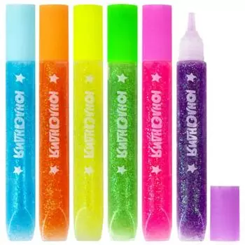 Гель с блестками ЮНЛАНДИЯ "НЕОНЧИКИ", 6 цветов х 10,5 мл, блистер