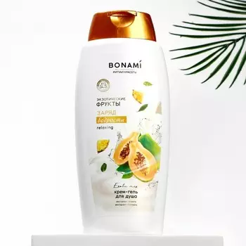 Гель для душа с экстрактом манго и папайи, заряд бодрости, 750 мл, аромат экзотических фруктов, BONAMI
