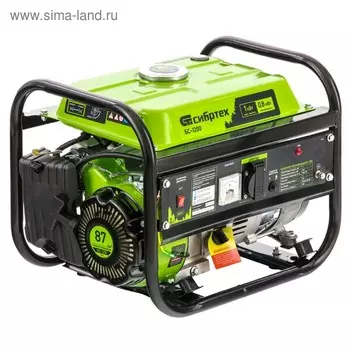 Генератор бензиновый "Сибртех" БС-1200, 1 кВт, бак 5.5 л, четырехтактный, ручной стартер