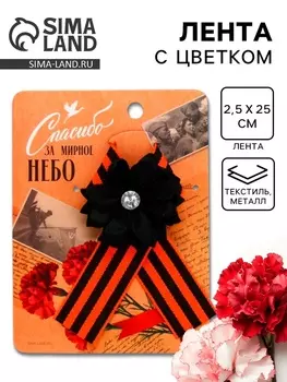 Георгиевская лента на 9 мая «Спасибо за мирное небо», 10.514 см