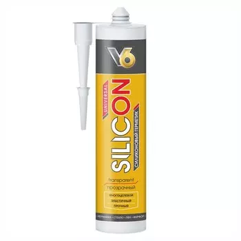 Герметик V6, силиконовый, универсальный, прозрачный, 260 мл