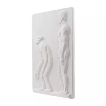 Гипсовая фигура Панно Шимпанзе и Человек 28,5*44*3
