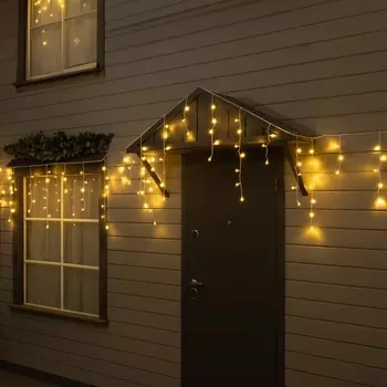 Гирлянда «Бахрома» 12 0.7 м, IP44, УМС, белая нить, 240 LED, свечение тёплое белое, 220 В