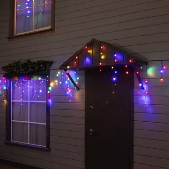 Гирлянда «Бахрома» 12 0.7 м, IP44, УМС, тёмная нить, 240 LED, свечение мульти, 220 В