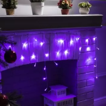 Гирлянда «Бахрома» 1.8 0.5 м, IP20, прозрачная нить, 48 LED, свечение фиолетовое, 8 режимов, 220 В