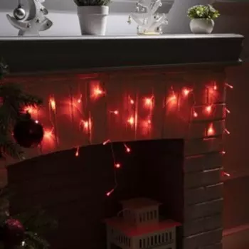 Гирлянда «Бахрома» 1.8 0.5 м, IP20, прозрачная нить, 48 LED, свечение красное, 8 режимов, 220 В