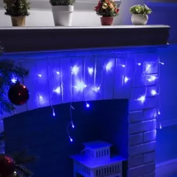 Гирлянда «Бахрома» 1.8 0.5 м, IP20, прозрачная нить, 48 LED, свечение синее, 8 режимов, 220 В