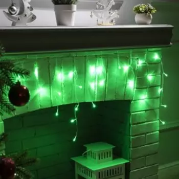 Гирлянда «Бахрома» 1.8 0.5 м, IP20, прозрачная нить, 48 LED, свечение зелёное, 8 режимов, 220 В