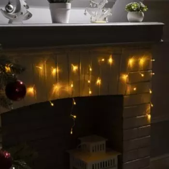 Гирлянда «Бахрома» 1.8 × 0.5 м, IP20, прозрачная нить, 48 LED, свечение жёлтое, 8 режимов, 220 В, УЦЕНКА