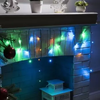 Гирлянда «Бахрома» 1.8 × 0.5 м, IP20, тёмная нить, 48 LED, свечение мульти, 8 режимов, 220 В, УЦЕНКА