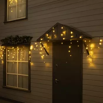 Гирлянда «Бахрома» 25 0.7 м, IP44, УМС, тёмная нить, 450 LED, свечение тёплое белое, 220 В