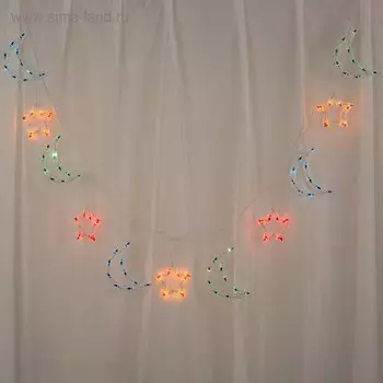 Гирлянда "Бахрома" 2.3 х 0.25 м с насадками "Звезда и фонарь", IP20, белая нить, 120 ламп, свечение мульти, 8 режимов, 220 В