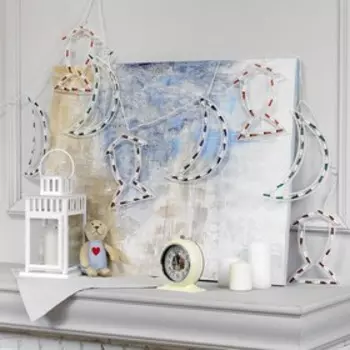 Гирлянда «Бахрома» 2.3 × 0.25 м с насадками «Месяц и фонарь», IP20, белая нить, 120 ламп, свечение мульти, 8 режимов, 220 В