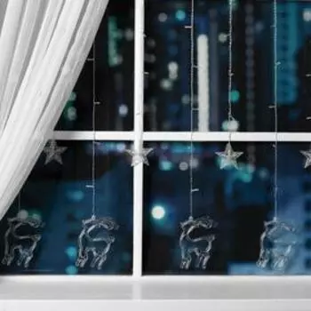 Гирлянда «Бахрома» 2.4 0.9 м с насадками «Олень», IP20, прозрачная нить, 138 LED, свечение тёплое белое, 8 режимов, 220 В