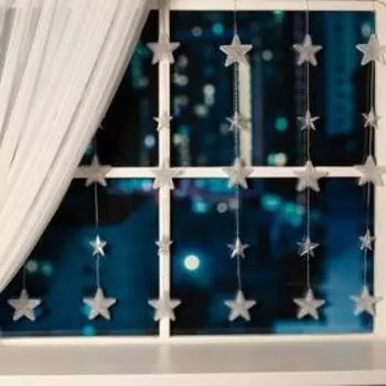 Гирлянда «Бахрома» 2.4 0.9 м с насадками «Звёздочки», IP20, прозрачная нить, 186 LED, свечение мульти, 8 режимов, 220 В