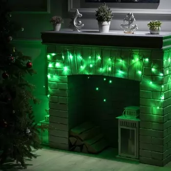 Гирлянда «Бахрома» 3 0.5 м, IP20, тёмная нить, 80 LED, свечение зелёное, 8 режимов, 220 В