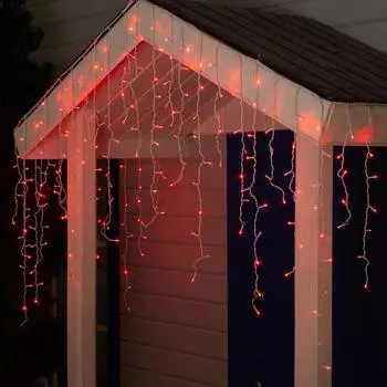 Гирлянда «Бахрома» 3 0.9 м, IP44, УМС, белая нить, 232 LED, свечение красное, 220 В
