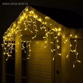 Гирлянда "Бахрома" 3 х 0.6 м , IP65, УМС, белая нить каучук, 108 LED, свечение тёплое белое, 220 В