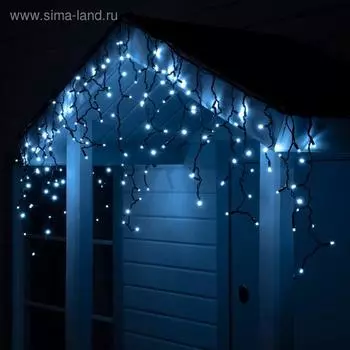 Гирлянда "Бахрома" 3 х 0.6 м , IP65, УМС, тёмная нить каучук, 108 LED, свечение белое, 220 В