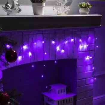 Гирлянда «Бахрома» 3 0.5 м, IP20, тёмная нить, 80 LED, свечение фиолетовое, 8 режимов, 220 В
