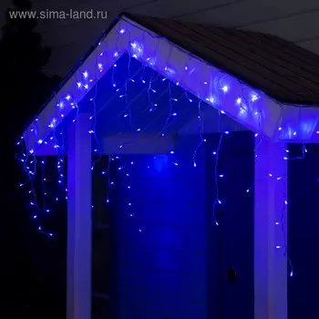 Гирлянда «Бахрома» 3 0.6 м, IP44, УМС, прозрачная нить, 160 LED, свечение синее, 220 В