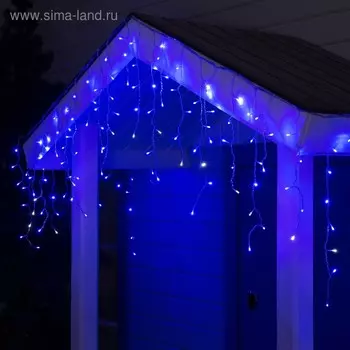 Гирлянда «Бахрома» 3 0.6 м, IP44, УМС, прозрачная нить, 160 LED, свечение синее, мерцание белым, 220 В