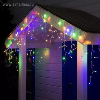 Гирлянда «Бахрома» 3 0.6 м, IP44, УМС, прозрачная нить, 160 SMD-LED, свечение мульти, 220 В