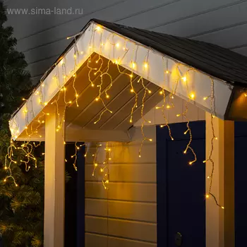 Гирлянда «Бахрома» 3 0.6 м, IP44, УМС, прозрачная нить, 160 SMD-LED, свечение тёплое белое, 220 В