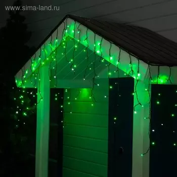 Гирлянда «Бахрома» 3 0.6 м, IP44, УМС, тёмная нить, 160 LED, свечение зелёное, мерцание белым, 220 В