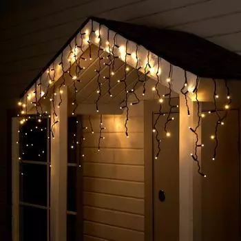 Гирлянда «Бахрома» 3 × 0.6 м, IP65, УМС, тёмная нить, 160 LED, свечение тёплое белое, 220 В