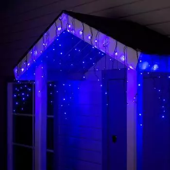 Гирлянда «Бахрома» 4 0.6 м, IP44, тёмная нить, 180 LED, свечение синее, 8 режимов, 220 В
