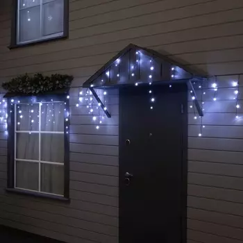 Гирлянда «Бахрома» 6 0.7 м, IP44, УМС, тёмная нить, 120 LED, свечение белое, мерцание, 220 В