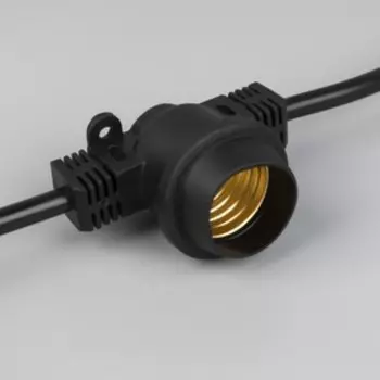 Гирлянда «Белт-лайт» 10 м, IP65, УМС, 2W, тёмная нить, шаг 40 см, Е27 (без ламп), 220 В