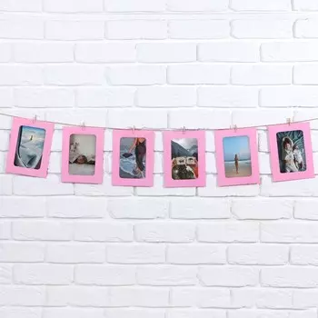 Гирлянда для фотографий с прищепками «Розовая», 6 шт