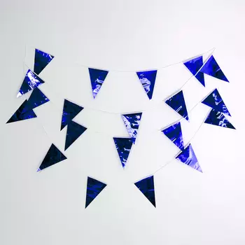 Гирлянда «Флажки», 20 флажков, 10 метров, синяя