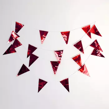 Гирлянда «Флажки», 20 флажков, 10 метров, красная